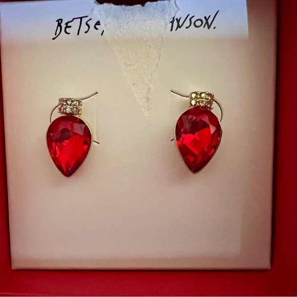 Betsey Johnson Vibrant Red Teardrop Earrings - Picture 2 of 6